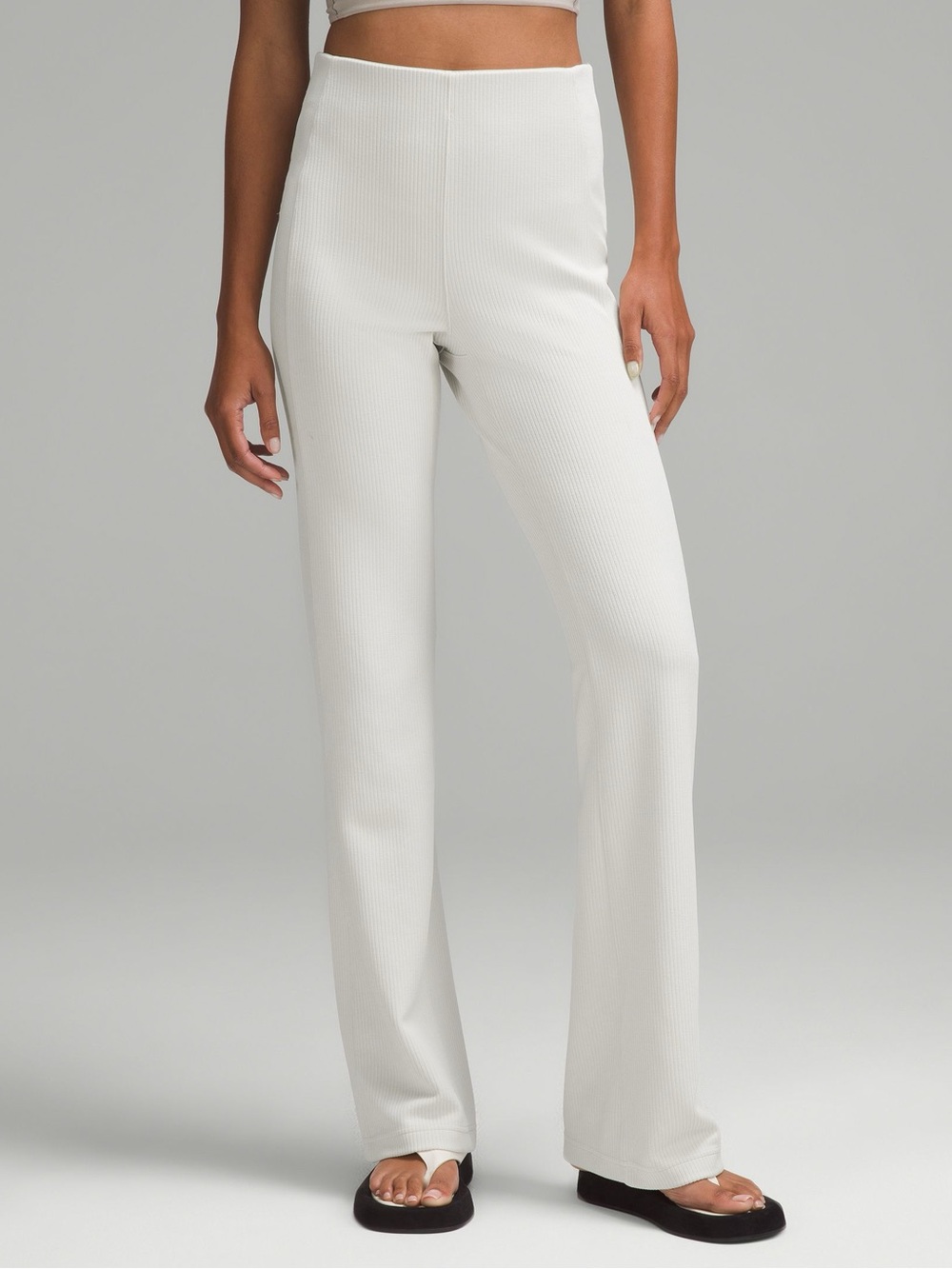 Lululemon Ribbed Softstreme Flared Pant - light beige/bone color